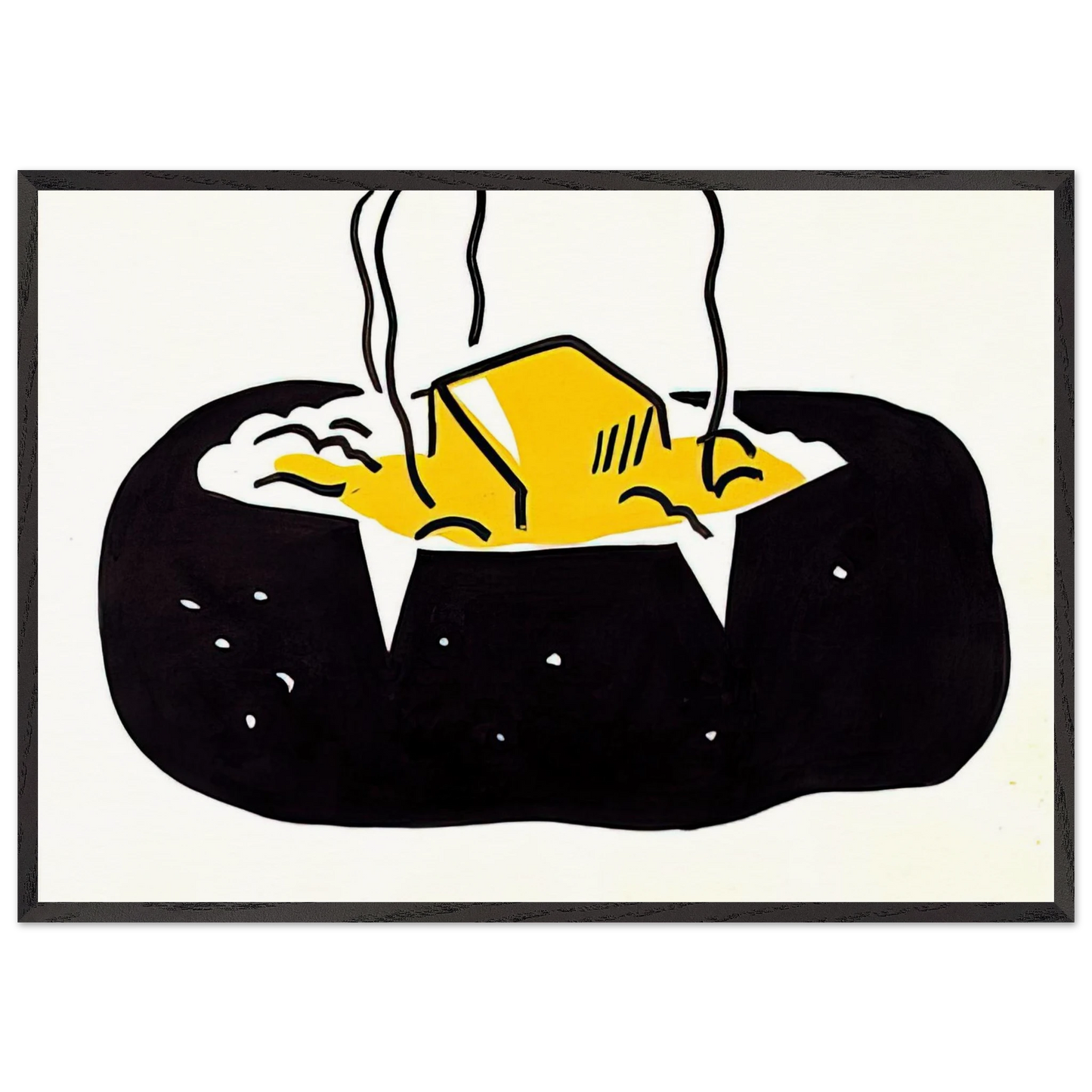 BAKED POTATO 1962 1 - Roy Lichtenstein 70x100 cm / 28x40 inches Framed Art Print – Black Wooden Frame