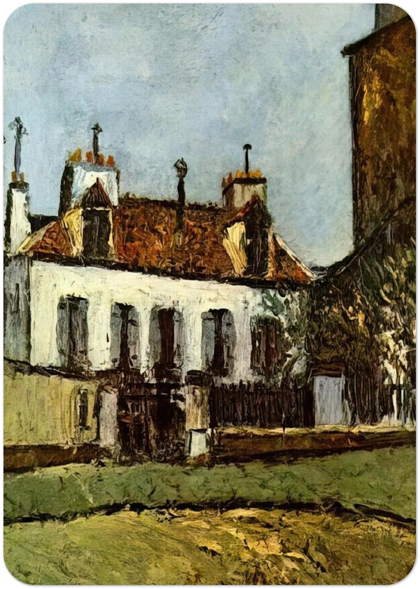 HOUSE IN THE SUBURBS OF PARIS By Maurice Utrillo Pack of 10 Post Cards | Maurice Utrillo Post Cards | A6 (10.5 x 14.8 cm) - 4.1 x 5.8 inches