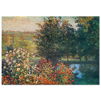 Roses in the Hoshede`s Garden at Montregon - claude monet Brushed Aluminum Print - 70x100 cm / 28x40 inches | claude monet Aluminum Print | claude monet Prints