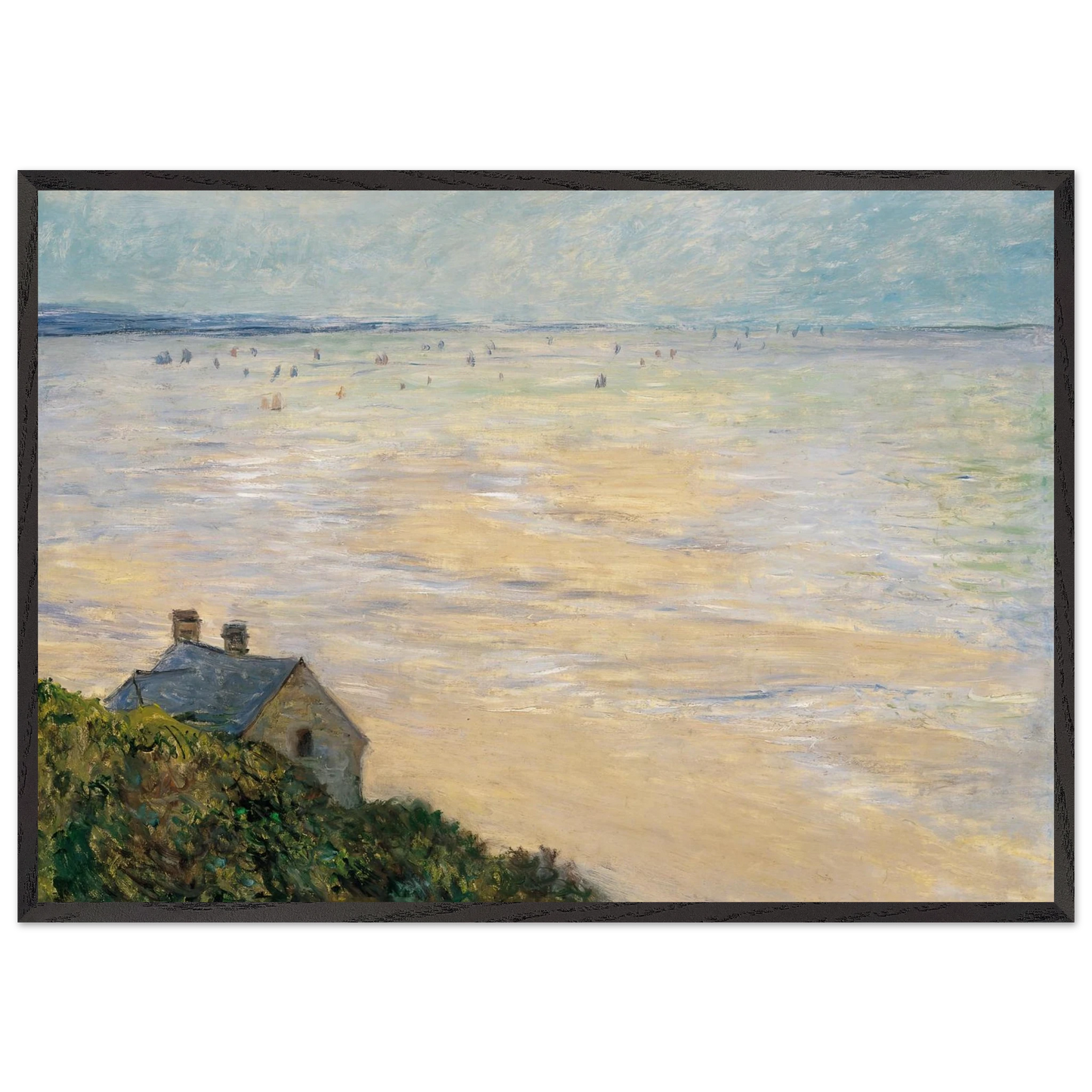 The Hut at Trouville Low Tide - claude monet 70x100 cm / 28x40 inches Framed Art Print – Black Wooden Frame