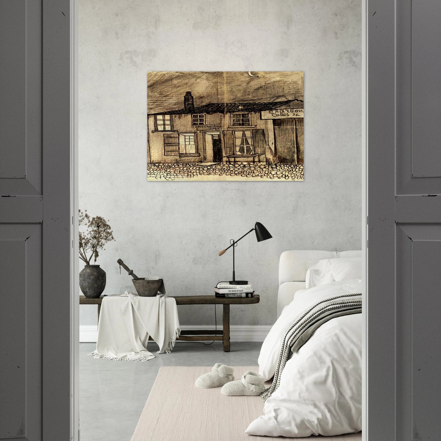 “Au Charbonnage” Café - Vincent van Gogh Brushed Aluminum Print - 70x100 cm / 28x40 inches | Vincent van Gogh Aluminum Print | Vincent van Gogh Prints