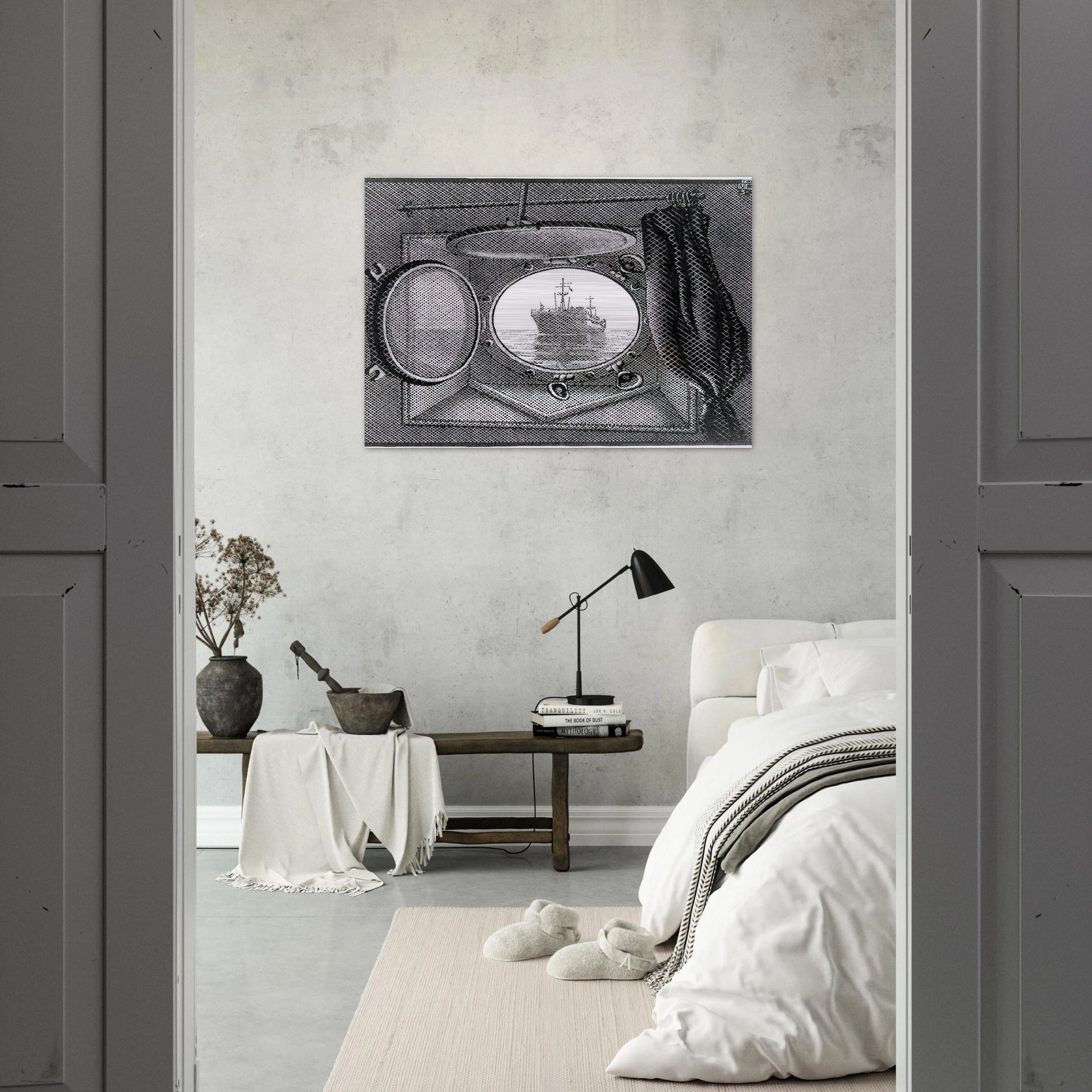 PORTHOLE - MC Escher Brushed Aluminum Print - 70x100 cm / 28x40 inches | MC Escher Aluminum Print | MC Escher Prints