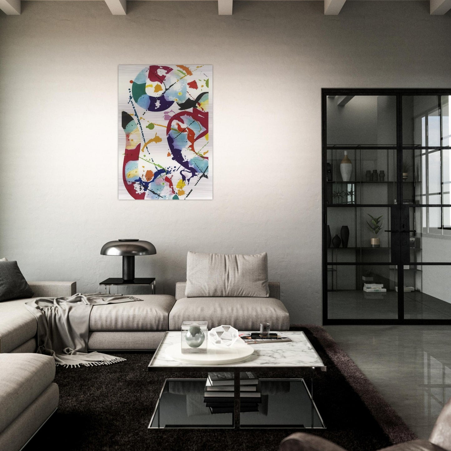 Untitled  SFE-85  - Sam Francis Brushed Aluminum Print - 70x100 cm / 28x40 inches | Sam Francis Aluminum Print | Sam Francis Prints