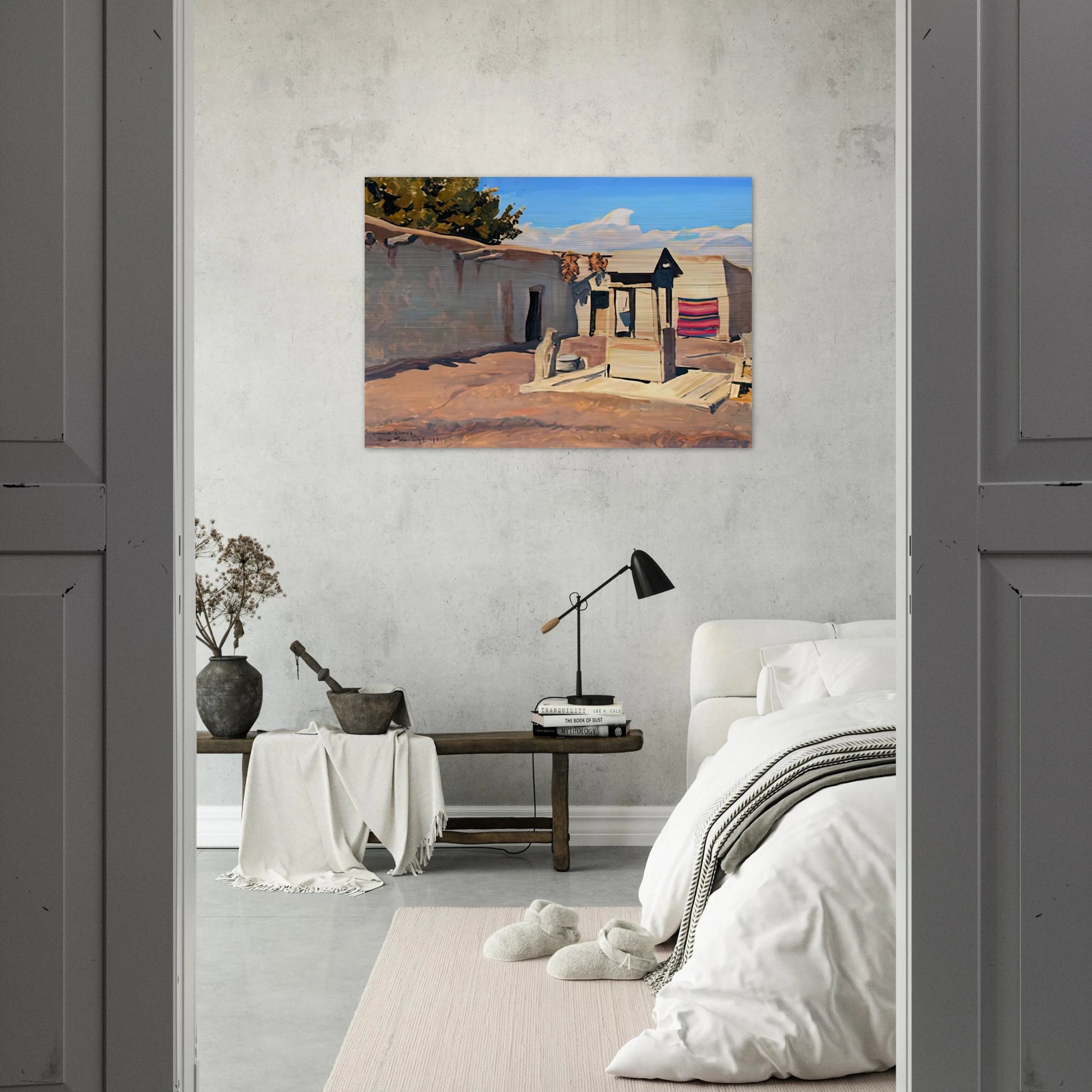 OLD PATIO 1931 - Maynard Dixon Brushed Aluminum Print - 70x100 cm / 28x40 inches | Maynard Dixon Aluminum Print | Maynard Dixon Prints