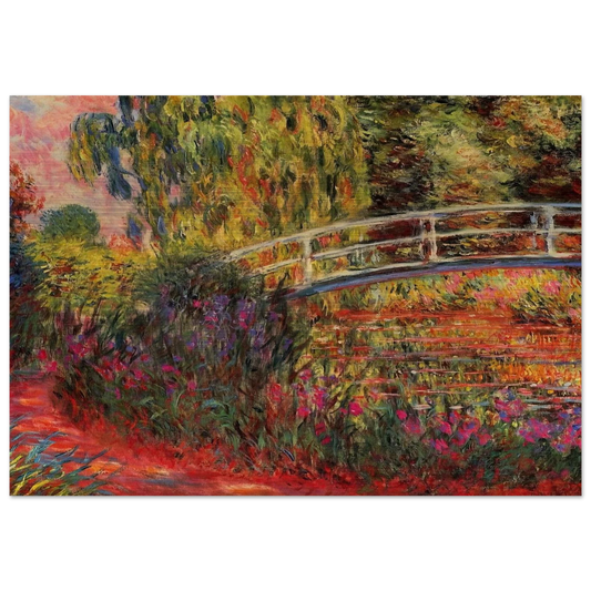 The Japanese Bridge The Water-Lily Pond, Water Irises - claude monet Brushed Aluminum Print - 70x100 cm / 28x40 inches | claude monet Aluminum Print | claude monet Prints