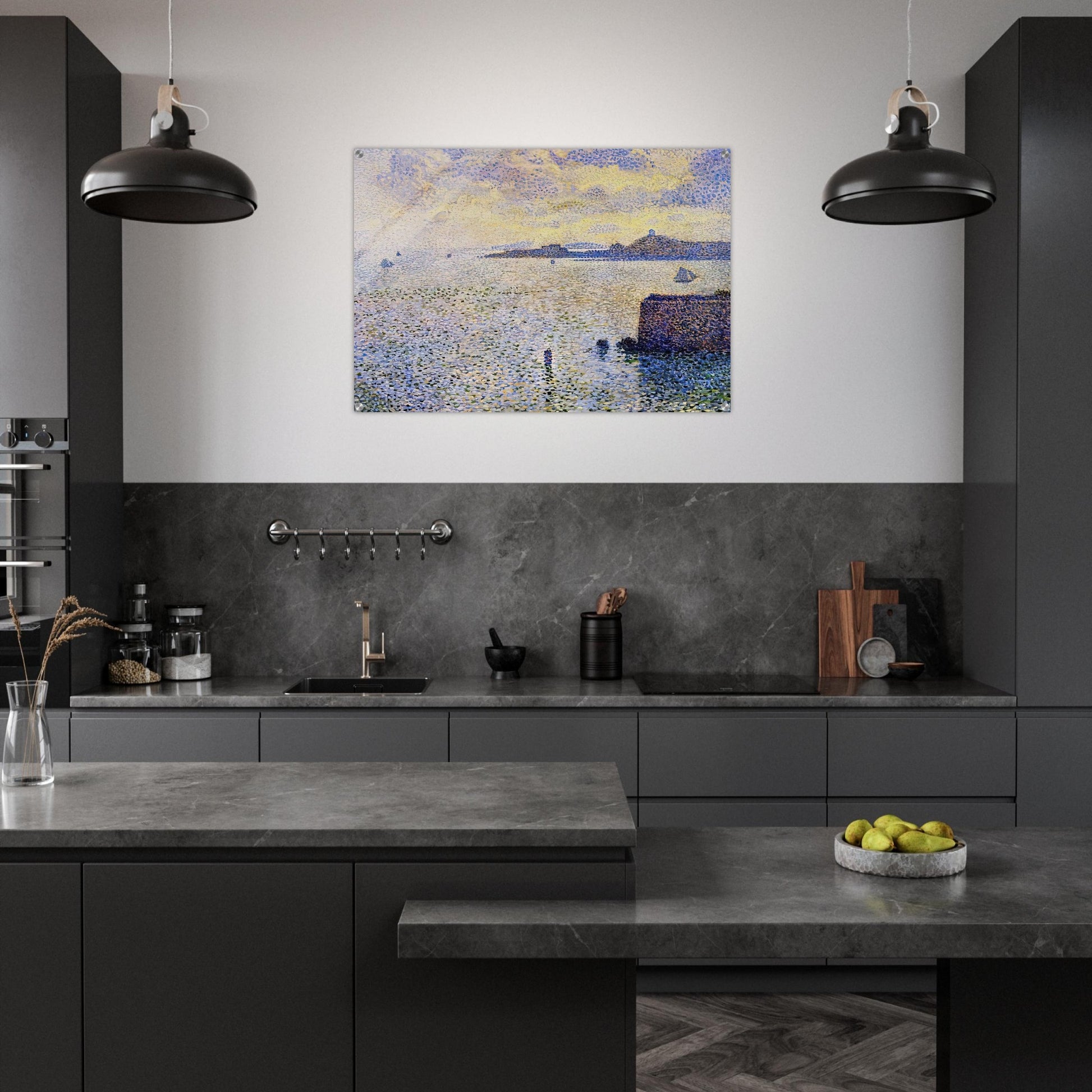 SAILBOATS AND ESTUARY 1892 - Theo van Rysselberghe Acrylic Print - 70x100 cm / 28x40″ inches