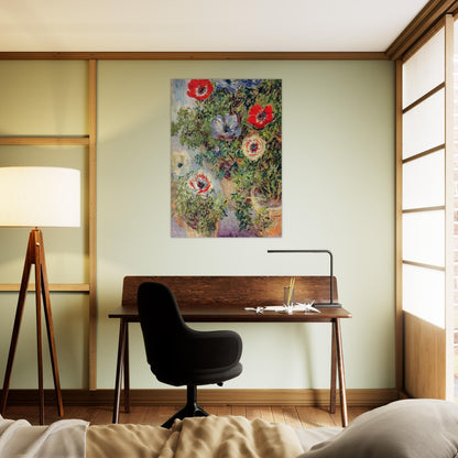 Stilll Life with Anemones - claude monet Brushed Aluminum Print - 70x100 cm / 28x40 inches | claude monet Aluminum Print | claude monet Prints