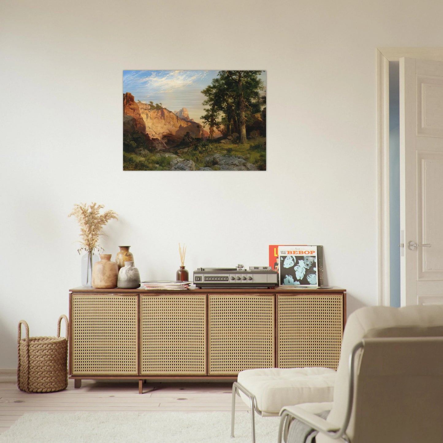 Coconino Pines and Cliff Arizona - Thomas Moran Brushed Aluminum Print - 70x100 cm / 28x40 inches | Thomas Moran Aluminum Print | Thomas Moran Prints
