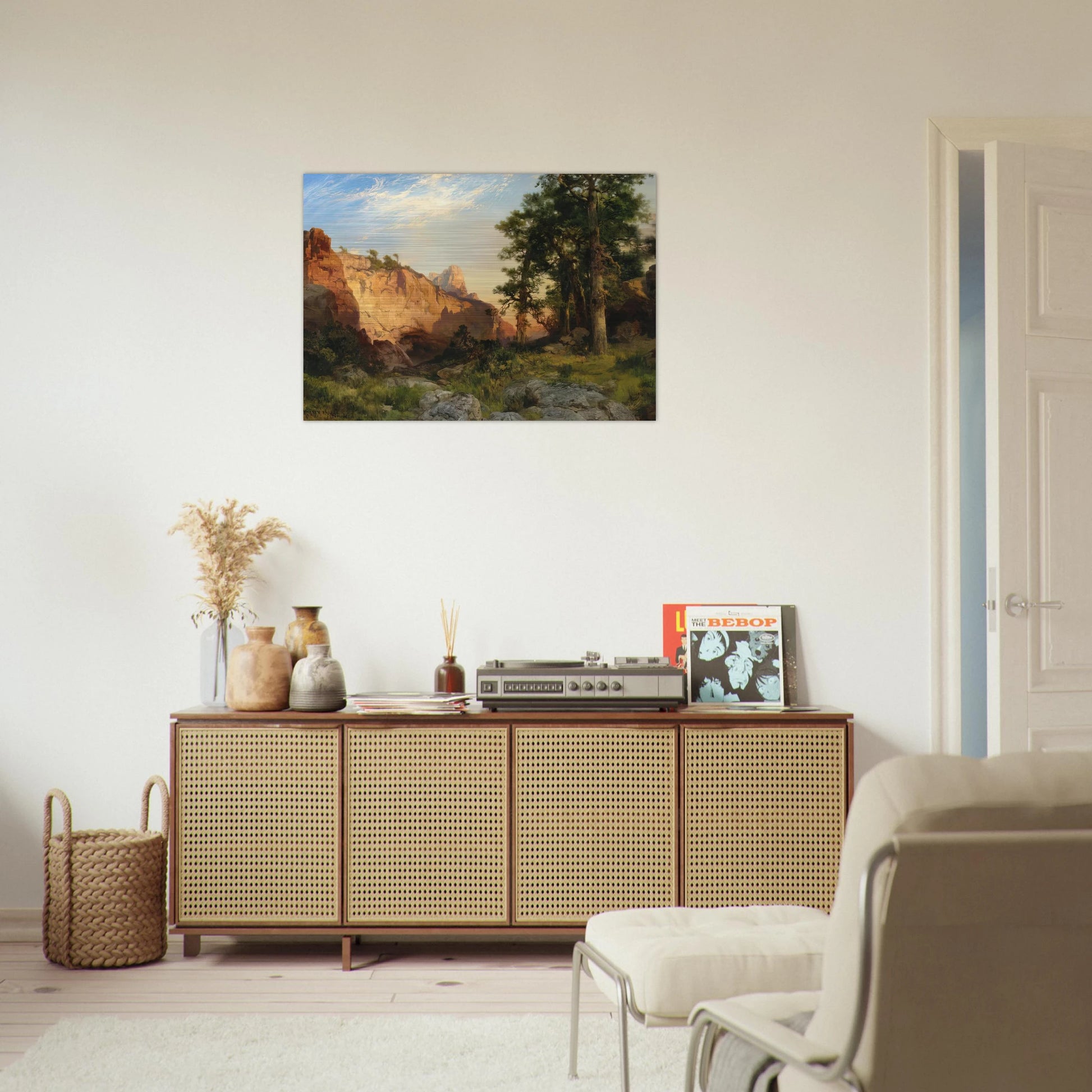 Coconino Pines and Cliff Arizona - Thomas Moran Brushed Aluminum Print - 70x100 cm / 28x40 inches | Thomas Moran Aluminum Print | Thomas Moran Prints