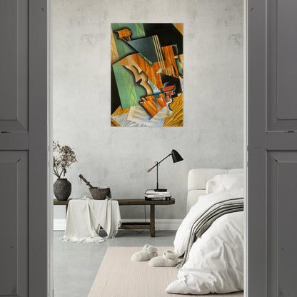 VIOLIN AND GLASS 1915 - Juan Gris Brushed Aluminum Print - 70x100 cm / 28x40 inches | Juan Gris Aluminum Print | Juan Gris Prints