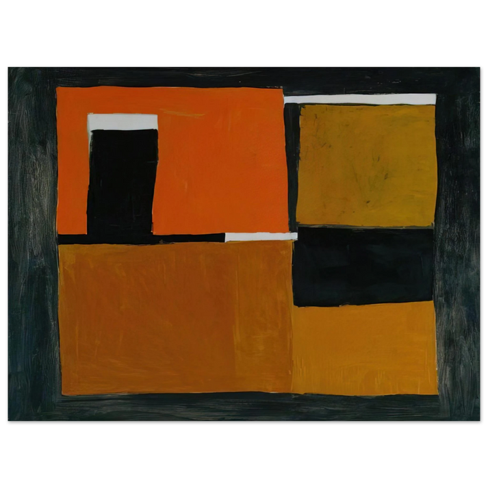 William Scott - Orange, Black and White Composition - 1953  75x100 cm / 30x40inches Fine Art Poster