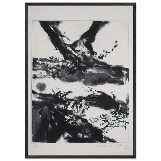 FLASHES 1992 - Zao Wou-Ki 70x100 cm / 28x40 inches Framed Art Print – Black Wooden Frame
