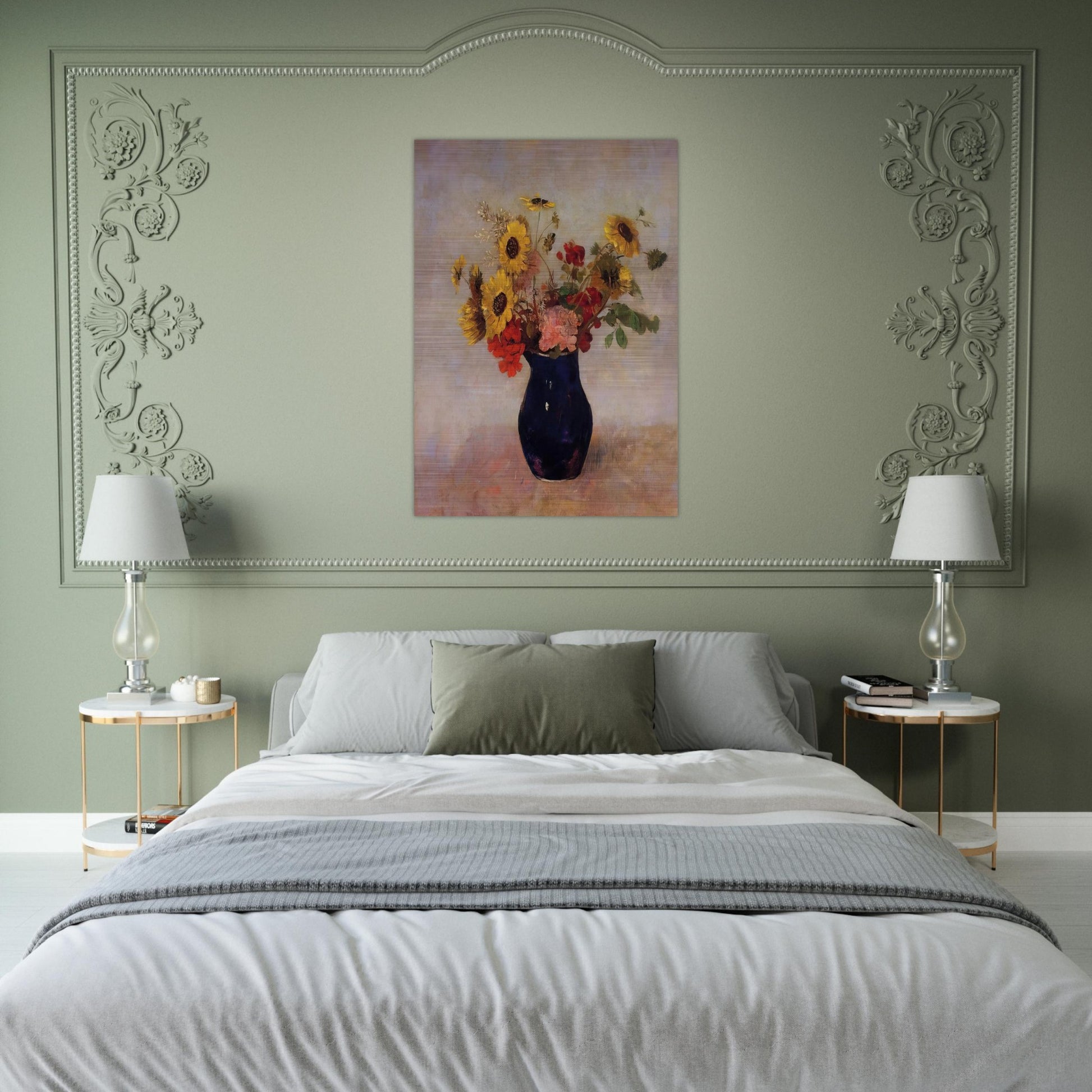 VASE OF FLOWERS - Odilon Redon Brushed Aluminum Print - 70x100 cm / 28x40 inches | Odilon Redon Aluminum Print | Odilon Redon Prints