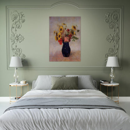 VASE OF FLOWERS - Odilon Redon Brushed Aluminum Print - 70x100 cm / 28x40 inches | Odilon Redon Aluminum Print | Odilon Redon Prints