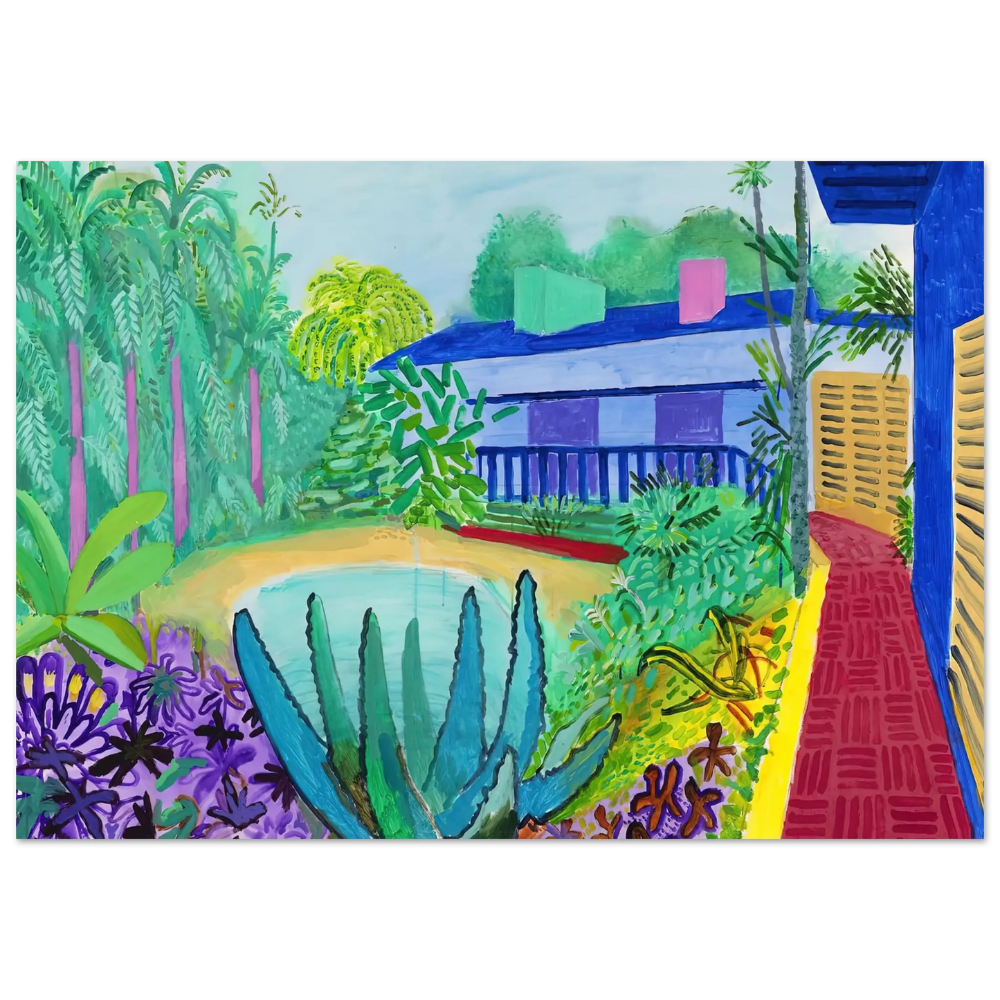David Hockney - David Hockney Wall art - A2 (42 x 59.4  cm) - Premium Wooden Framed Poster With Fine Art Paper - White frame
