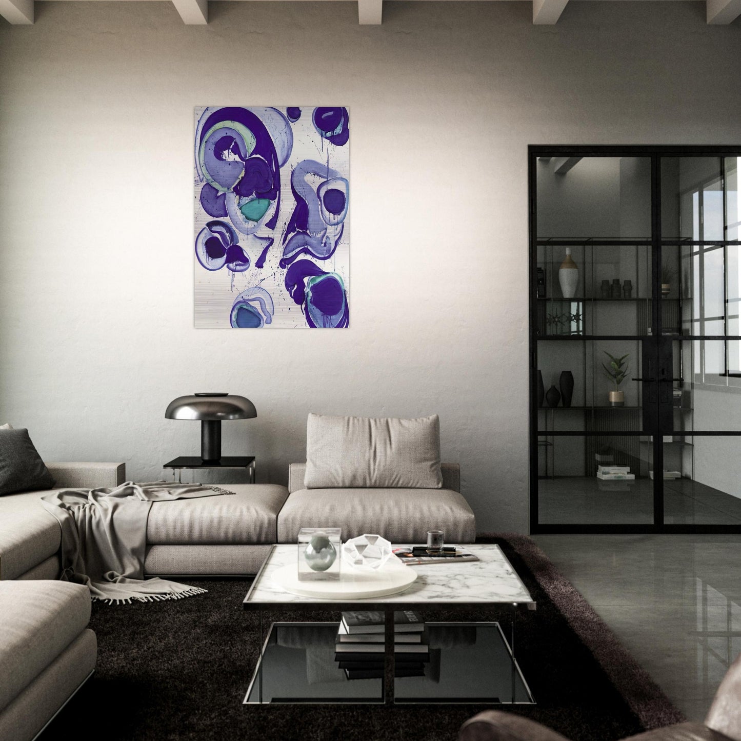 Blue - Sam Francis Brushed Aluminum Print - 70x100 cm / 28x40 inches | Sam Francis Aluminum Print | Sam Francis Prints