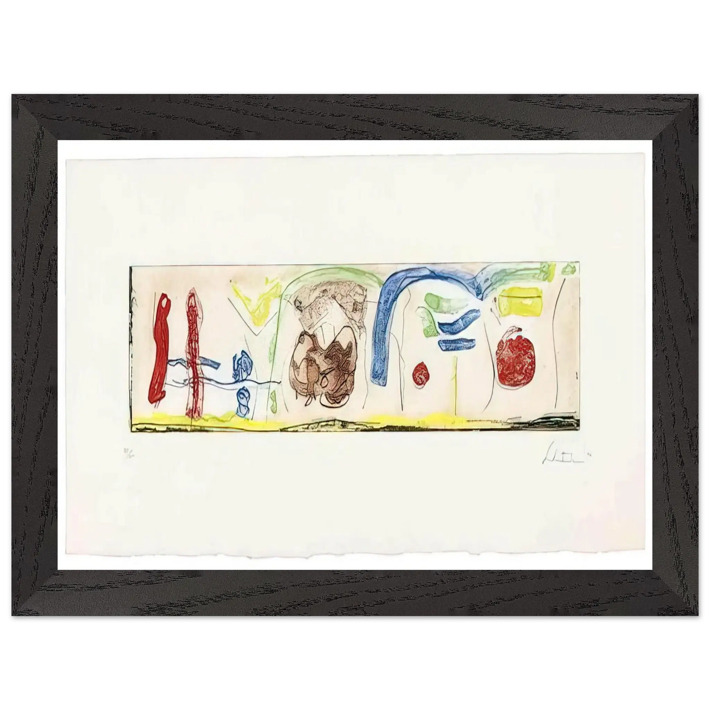 Helen Frankenthaler - Bridges - 1996 Wall art - 21x29.7 cm / 8x12" - Premium Wooden Framed Poster With Fine Art Paper - Black frame