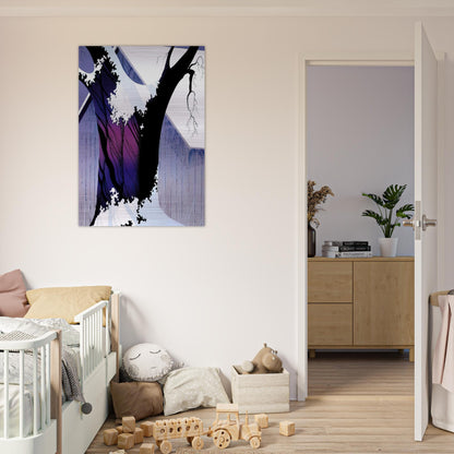 Violet Tree and Barn - Eyvind Earle Brushed Aluminum Print - 70x100 cm / 28x40 inches | Eyvind Earle Aluminum Print | Eyvind Earle Prints