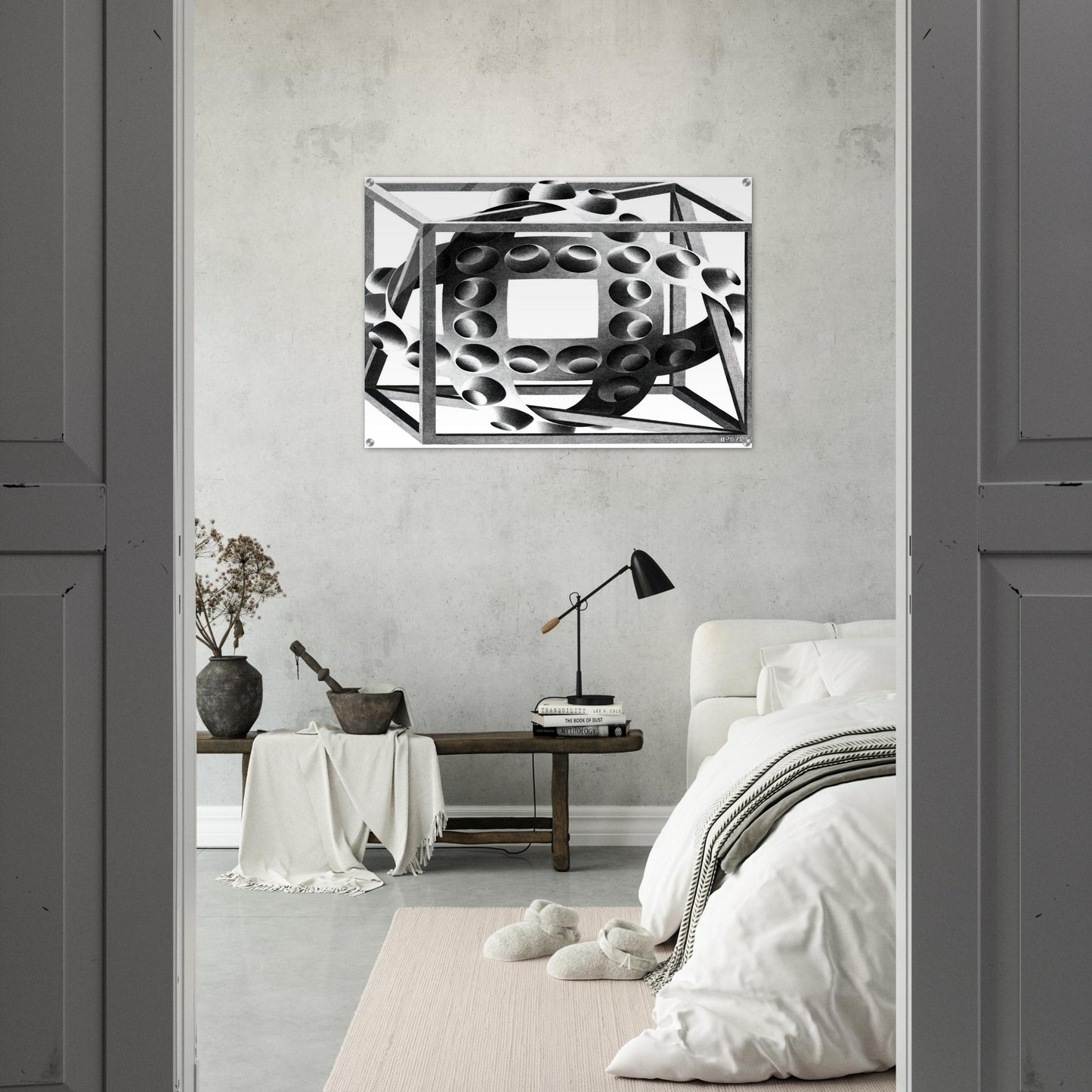 CUBE WITH MAGIC RIBBONS - MC Escher Acrylic Print - 70x100 cm / 28x40″ inches | Maurits Cornelis Escher Prints