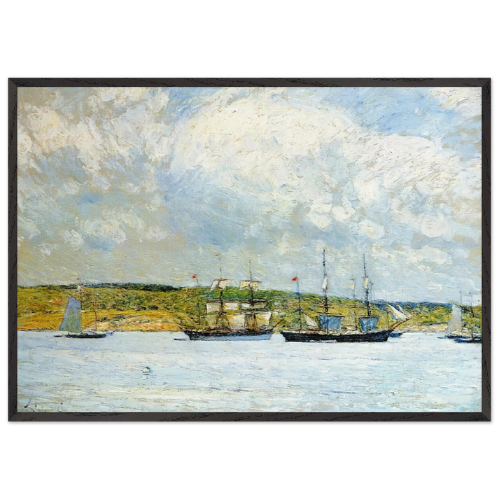 A Parade of Boats - Childe Hassam 70x100 cm / 28x40 inches Framed Art Print – Black Wooden Frame