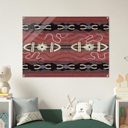 Men's Initiation, Spider Dreaming - 1999 - Clifford Possum Tjapaltjarri Acrylic Print - 70x100 cm / 28x40″ inches