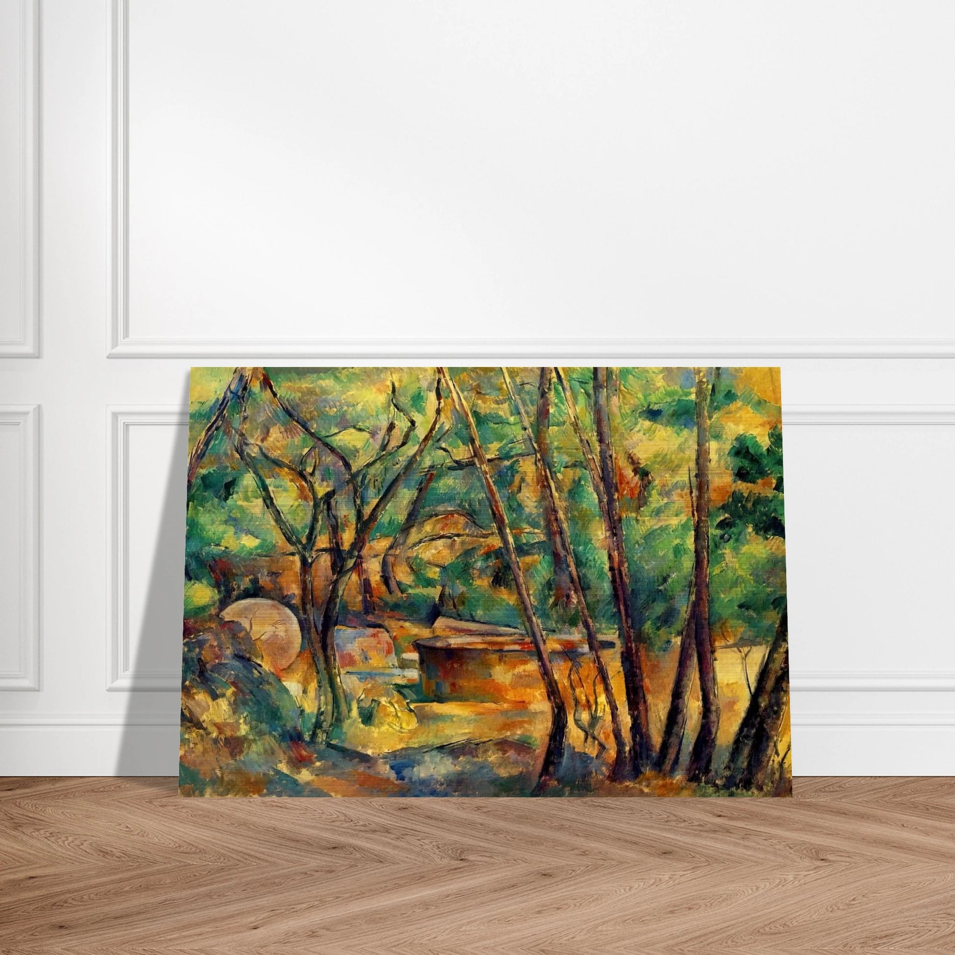 Millstone and Cistern Under Trees - Paul Cézanne Brushed Aluminum Print - 70x100 cm / 28x40 inches | Paul Cézanne Aluminum Print | Paul Cézanne Prints