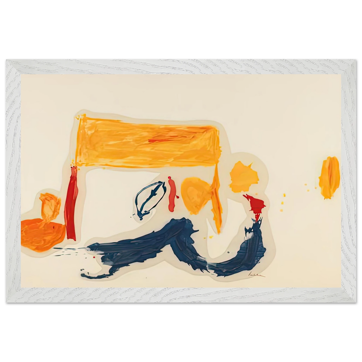 Helen Frankenthaler - Yellow Games, 1962- Wall Art - 60x80 cm / 24x32 inches - Premium Wooden Framed Poster With Fine Art Paper-canvas - Black frame