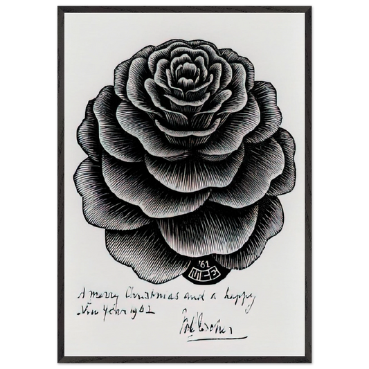 MERRY CHRISTMAS HAPPY NEW YEAR - MC Escher 70x100 cm / 28x40 inches Framed Art Print – Black Wooden Frame | Maurits Cornelis Escher Prints