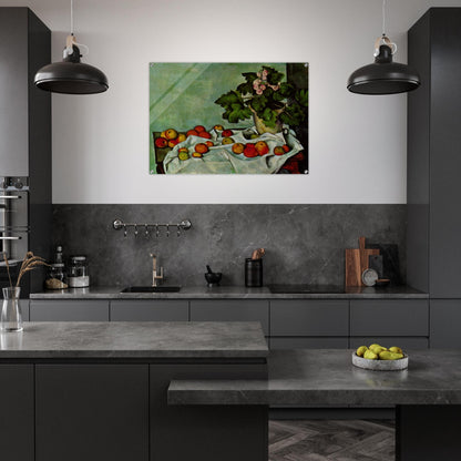 Still Life with Apples and a Pot of Primroses - Paul Cézanne Acrylic Print - 70x100 cm / 28x40″ inches