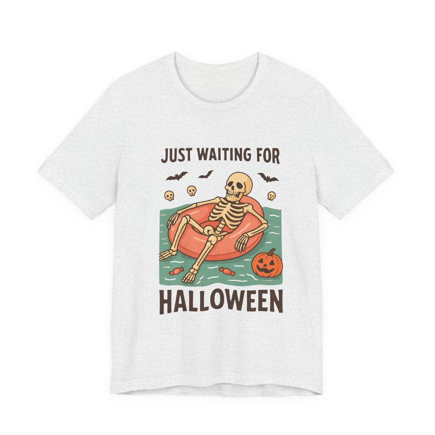 Esqueleto de verano espeluznante esperando a que llegue Halloween