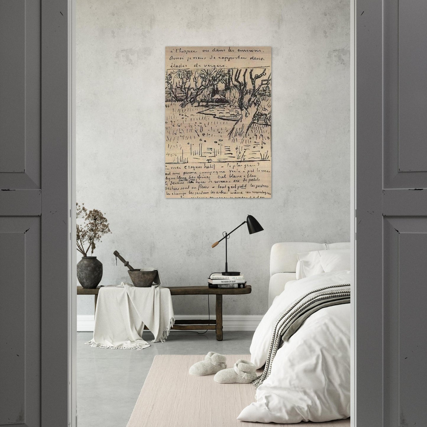 Orchard in Bloom with View of Arles - Vincent van Gogh Brushed Aluminum Print - 70x100 cm / 28x40 inches | Vincent van Gogh Aluminum Print | Vincent van Gogh Prints