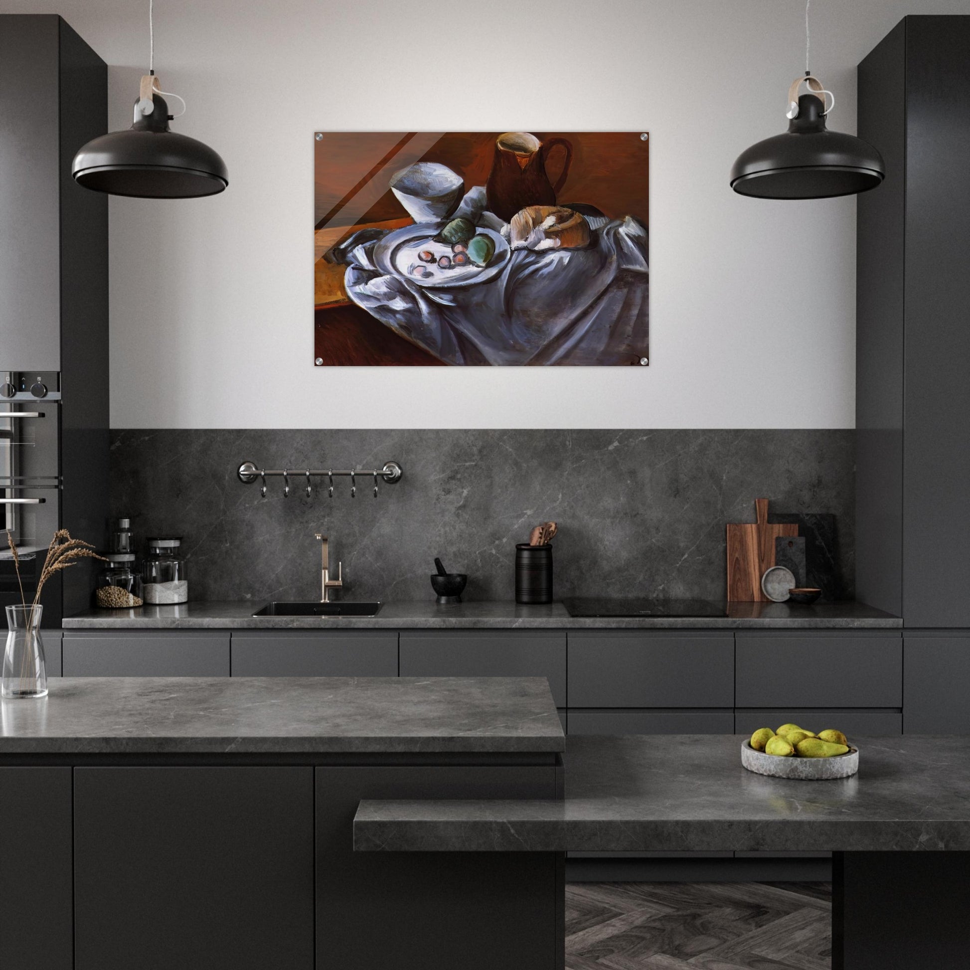 STILL LIFE WITH PEARS AND INDIAN BOWL - Andre Derain Acrylic Print - 70x100 cm / 28x40″ inches | Andre Derain Wall Art | Andre Derain Prints