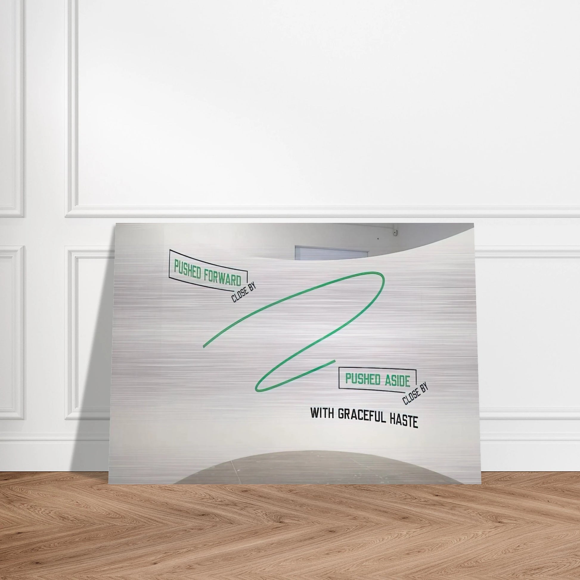 Pushed Forward... - 2009 - Lawrence Weiner Brushed Aluminum Print - 70x100 cm / 28x40 inches | Lawrence Weiner Aluminum Print | Lawrence Weiner Prints