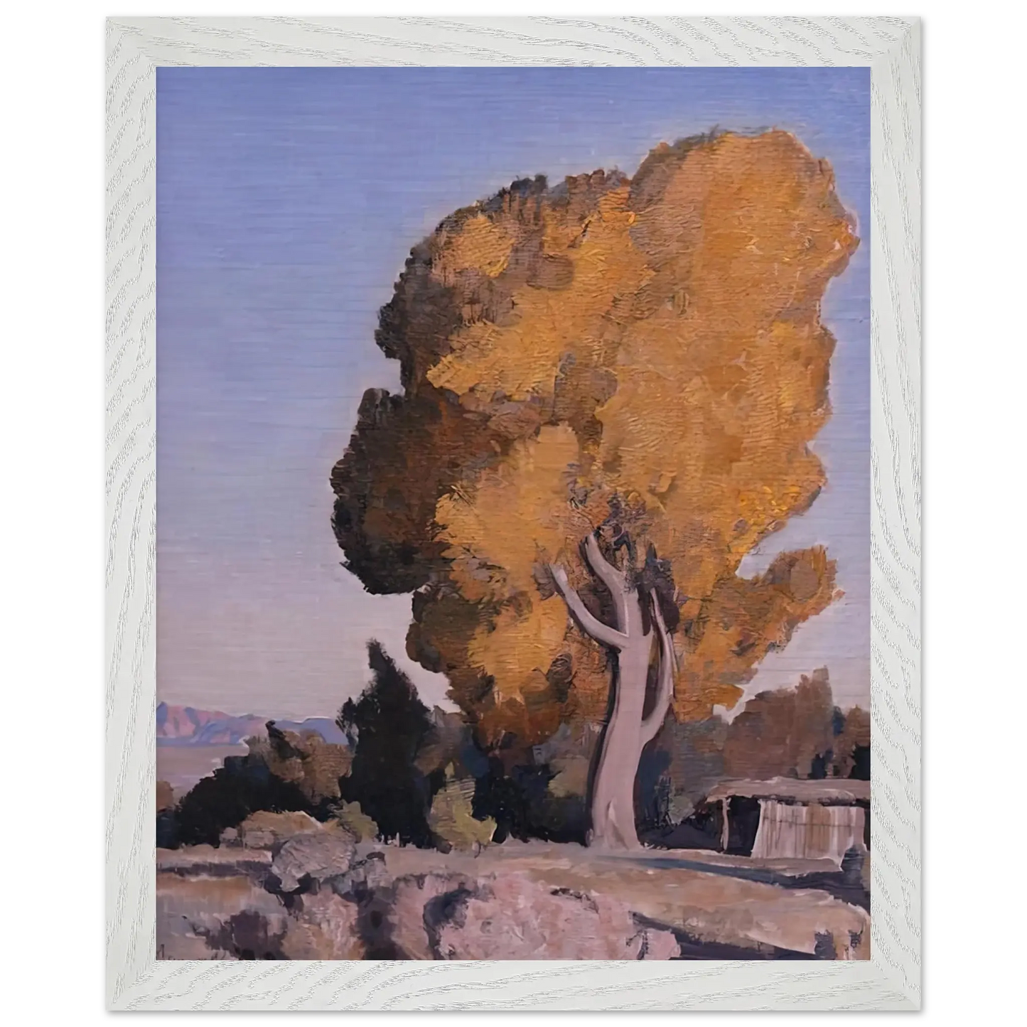 Maynard Dixon - LOW COUNTRY COTTONWOOD 1940 Wall art - 45x60 cm / 18x24 Inches - Premium Wooden Framed Poster With Fine Art Paper - Black frame
