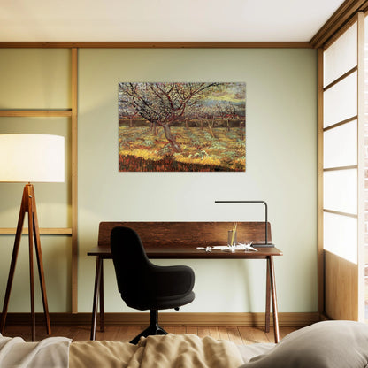 Apricot Trees in Blossom - Vincent van Gogh Brushed Aluminum Print - 70x100 cm / 28x40 inches | Vincent van Gogh Aluminum Print | Vincent van Gogh Prints