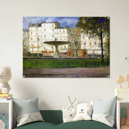 PLACE PIGALLE - Maurice Utrillo Acrylic Print - 70x100 cm / 28x40″ inches | Maurice Utrillo Wall Art | Maurice Utrillo Prints