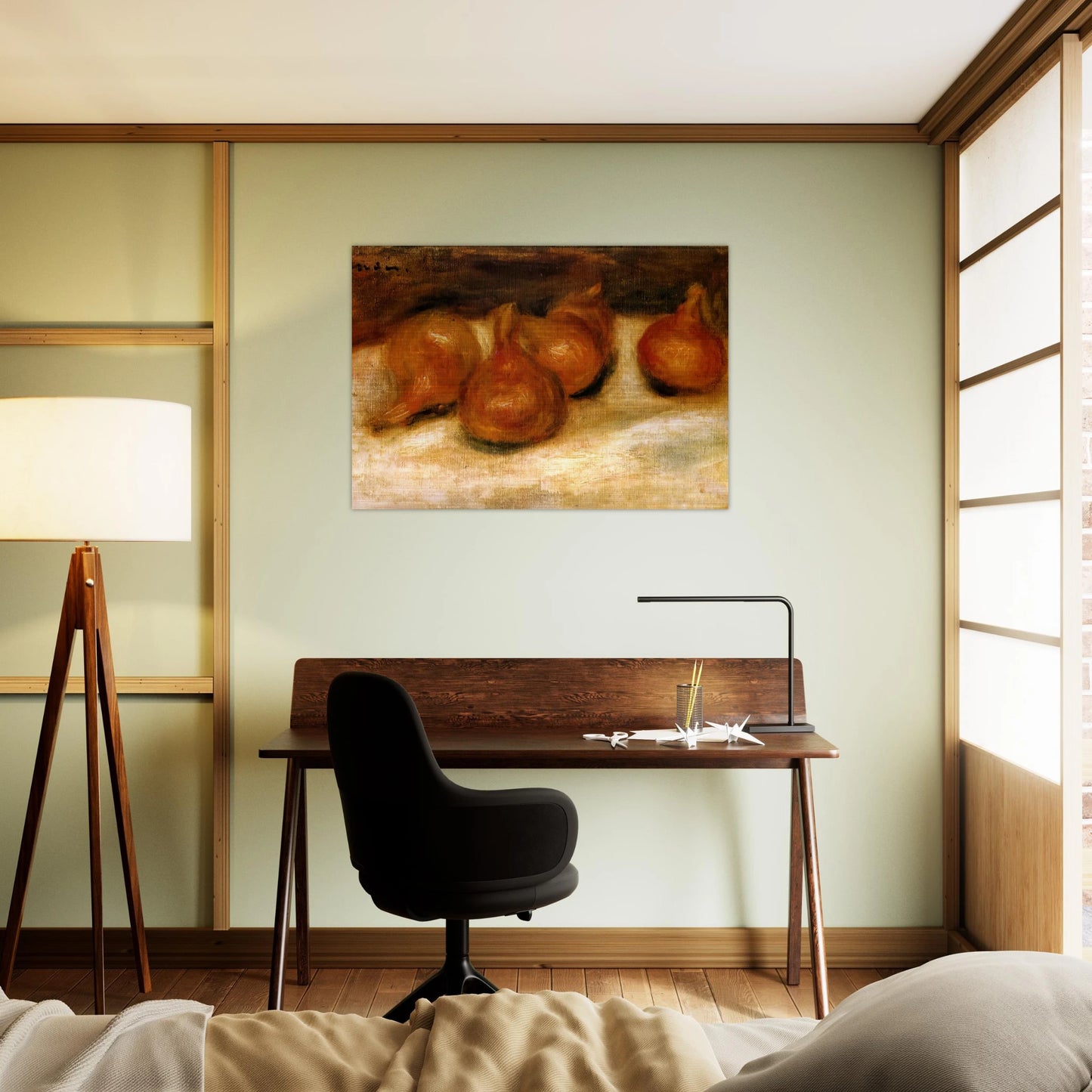 Still Life with Onions - Pierre-Auguste Renoir Brushed Aluminum Print - 70x100 cm / 28x40 inches | Pierre-Auguste Renoir Aluminum Print | Pierre-Auguste Renoir Prints