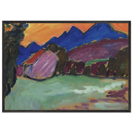 ROTER ABEND BLAUE BERGE 1910 - Alexej von Jawlensky 70x100 cm / 28x40 inches Framed Art Print – Black Wooden Frame