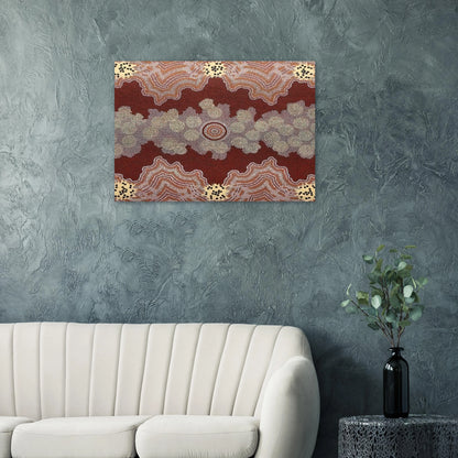 Malaka Honey Ant Dreaming - 1992 - Clifford Possum Tjapaltjarri Brushed Aluminum Print - 70x100 cm / 28x40 inches | Clifford Possum Tjapaltjarri Aluminum Print | Clifford Possum Tjapaltjarri Prints