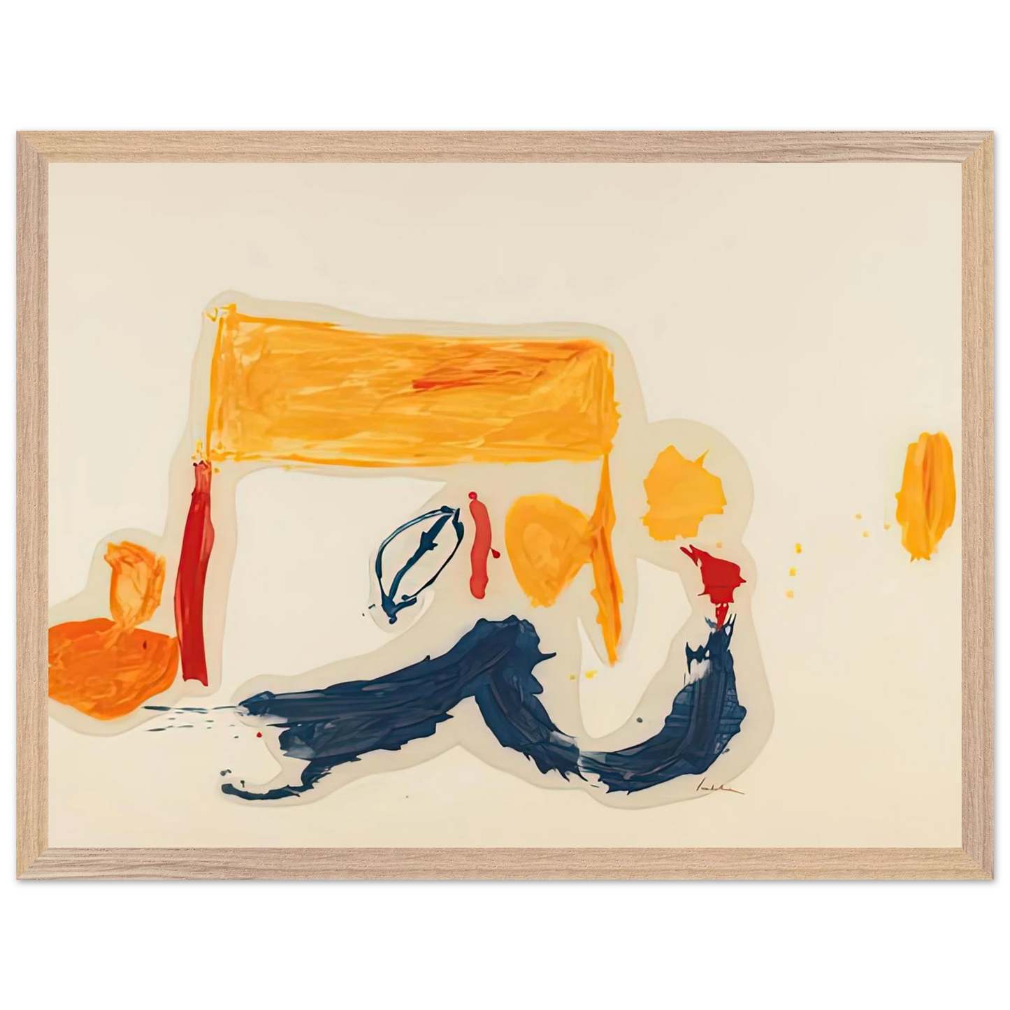Helen Frankenthaler - Yellow Games, 1962- Wall Art - 60x80 cm / 24x32 inches - Premium Wooden Framed Poster With Fine Art Paper-canvas - Wood frame