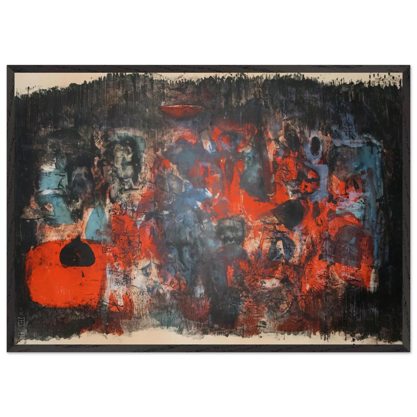UNTITLED 1956 N1 - Zao Wou-Ki 70x100 cm / 28x40 inches Framed Art Print – Black Wooden Frame