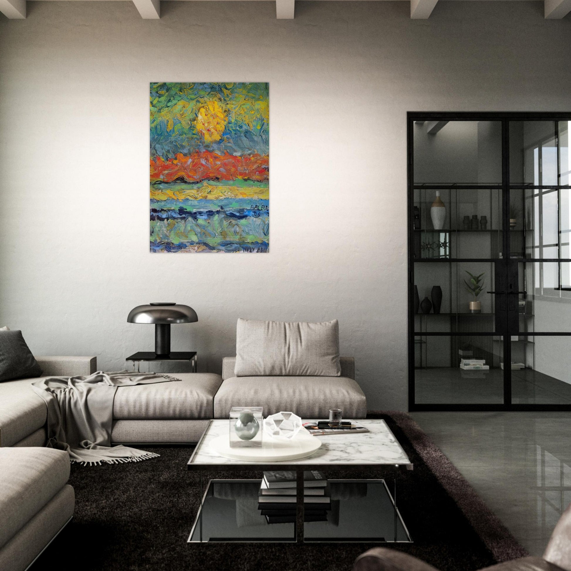 Landscape with Sun - Max Ernst Brushed Aluminum Print - 70x100 cm / 28x40 inches | Max Ernst Aluminum Print | Max Ernst Prints
