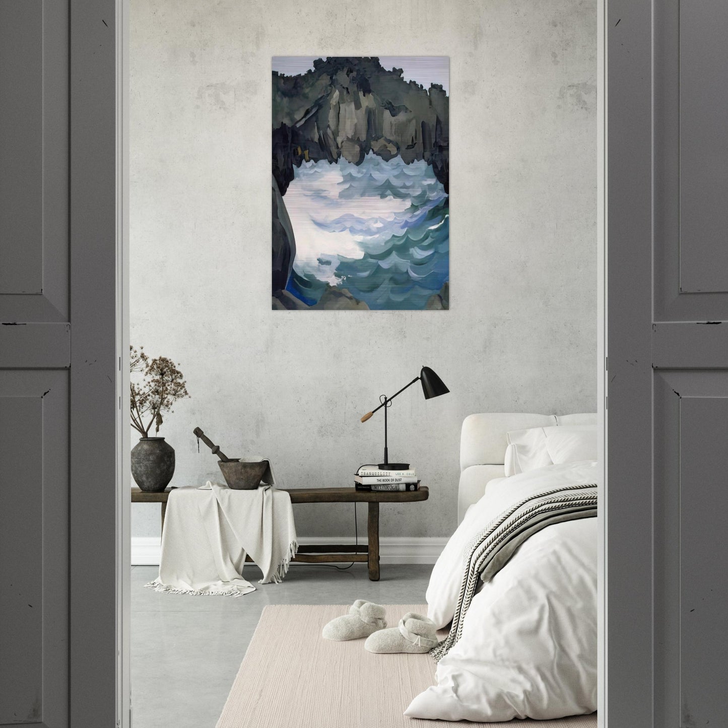 Black Lava Bridge, Hana Coast-No. I - Georgia O'Keeffe Brushed Aluminum Print - 70x100 cm / 28x40 inches | Georgia O'Keeffe Aluminum Print | Georgia O'Keeffe Prints