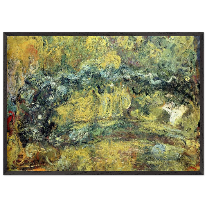 The Japanis Bridge Footbridge over the Water-Lily Pond - claude monet 70x100 cm / 28x40 inches Framed Art Print – Black Wooden Frame