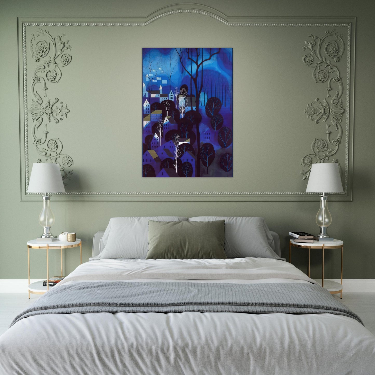 Midnight Blue - Eyvind Earle Brushed Aluminum Print - 70x100 cm / 28x40 inches | Eyvind Earle Aluminum Print | Eyvind Earle Prints