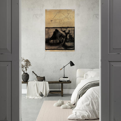 Two Studies of a Cottage - Vincent van Gogh Brushed Aluminum Print - 70x100 cm / 28x40 inches | Vincent van Gogh Aluminum Print | Vincent van Gogh Prints