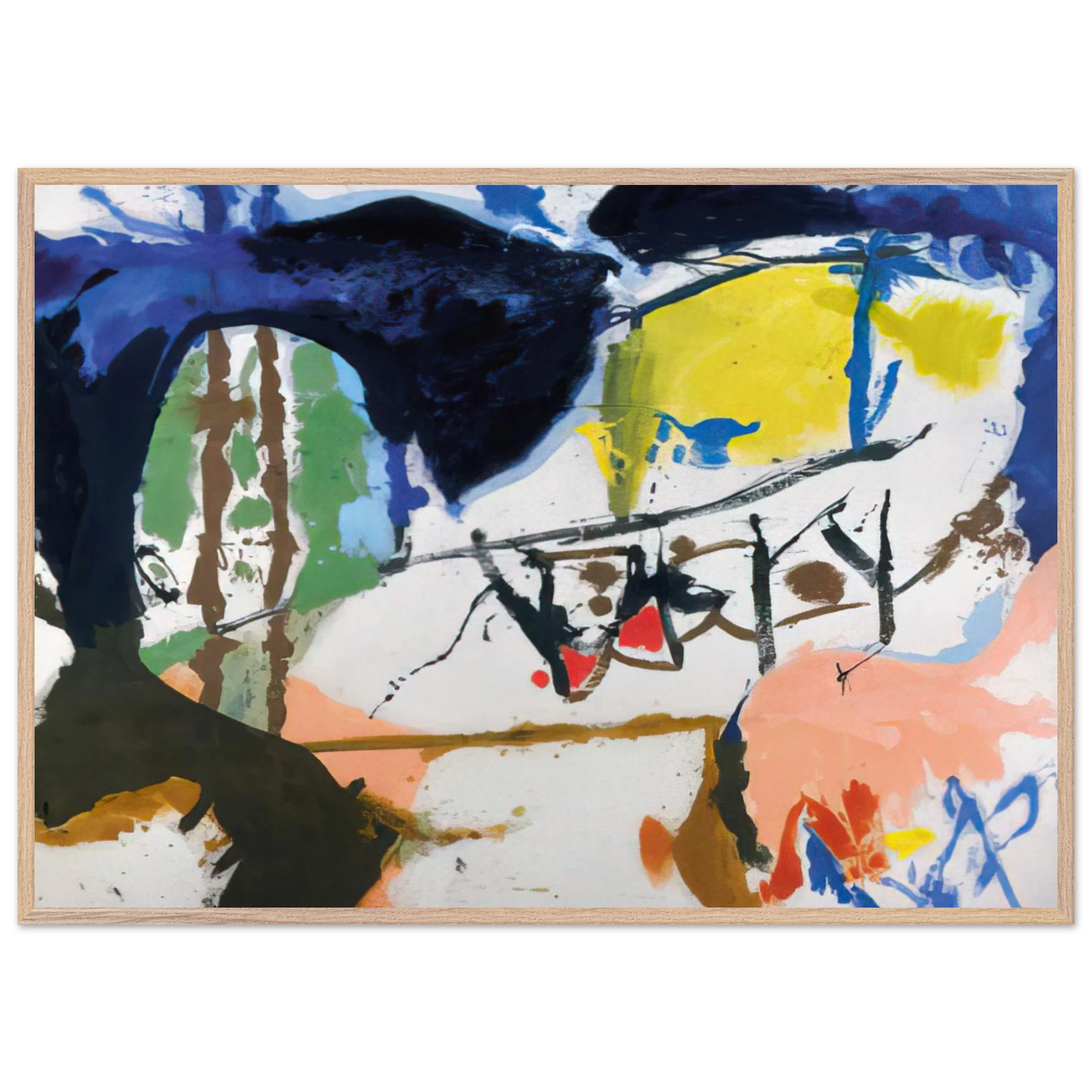Helen Frankenthaler - Acres - 1959 Wall art - A1 (59.4 x 84.1  cm) - Premium Wooden Framed Poster With Fine Art Paper-canvas - Wood frame