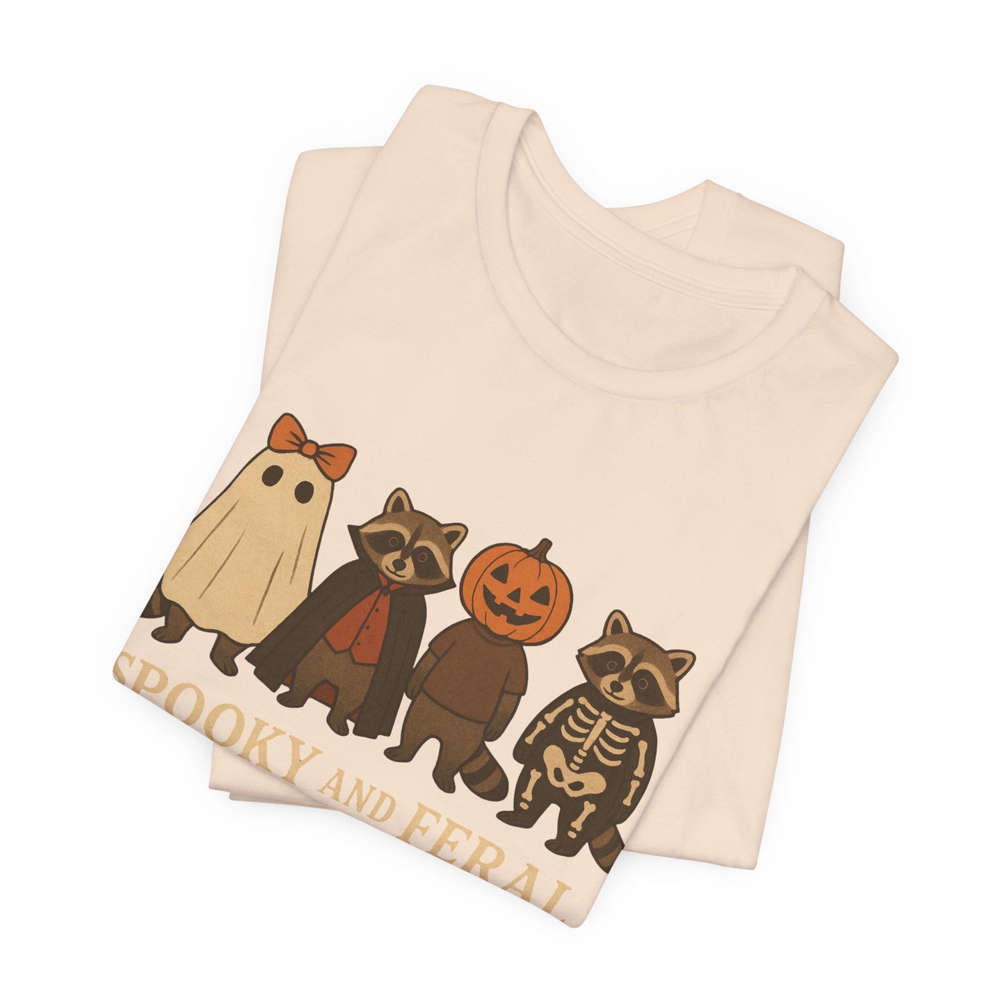 Camiseta de mapache espeluznante, divertida camiseta gráfica de Halloween, bonita camiseta vintage de otoño, moderna camiseta de Halloween para mujer, camiseta de mapache salvaje