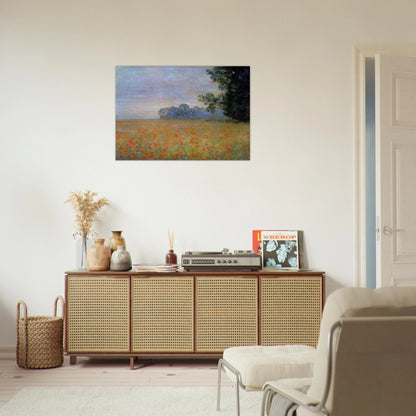 Oat and Poppy Field - claude monet Brushed Aluminum Print - 70x100 cm / 28x40 inches | claude monet Aluminum Print | claude monet Prints