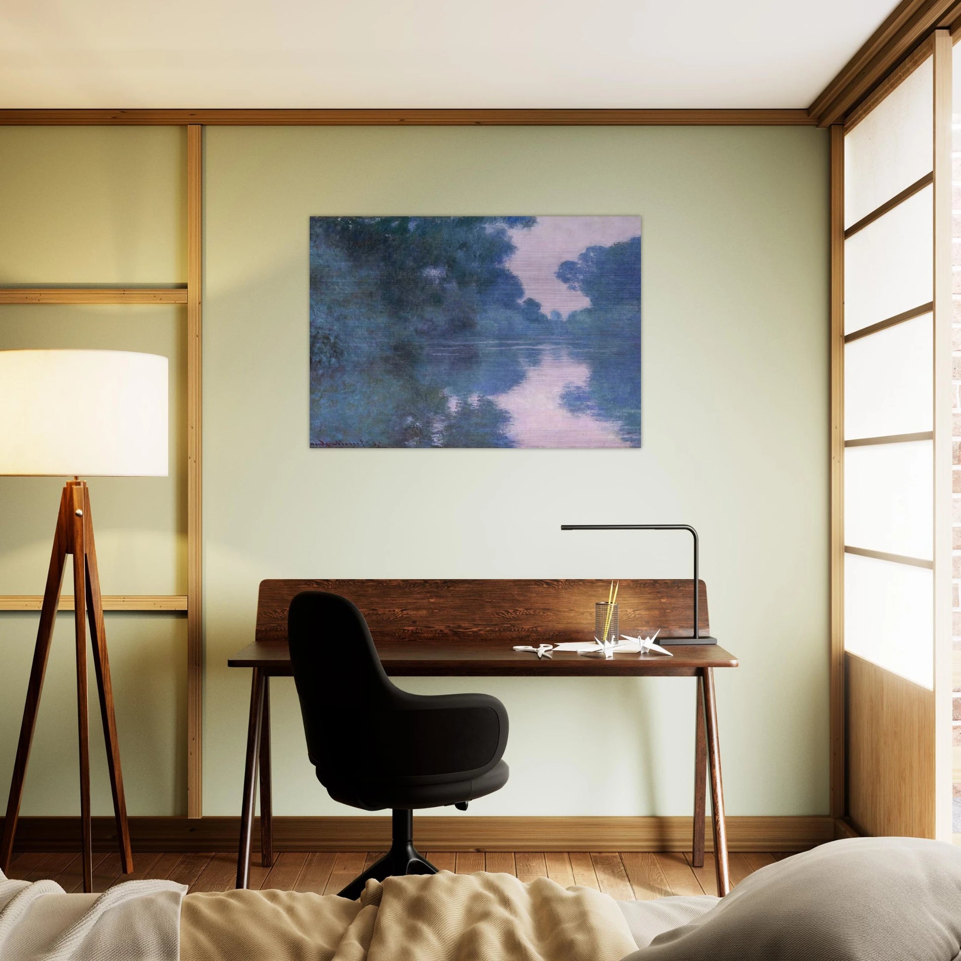 Morning on the Seine near Giverny 02 - claude monet Brushed Aluminum Print - 70x100 cm / 28x40 inches | claude monet Aluminum Print | claude monet Prints